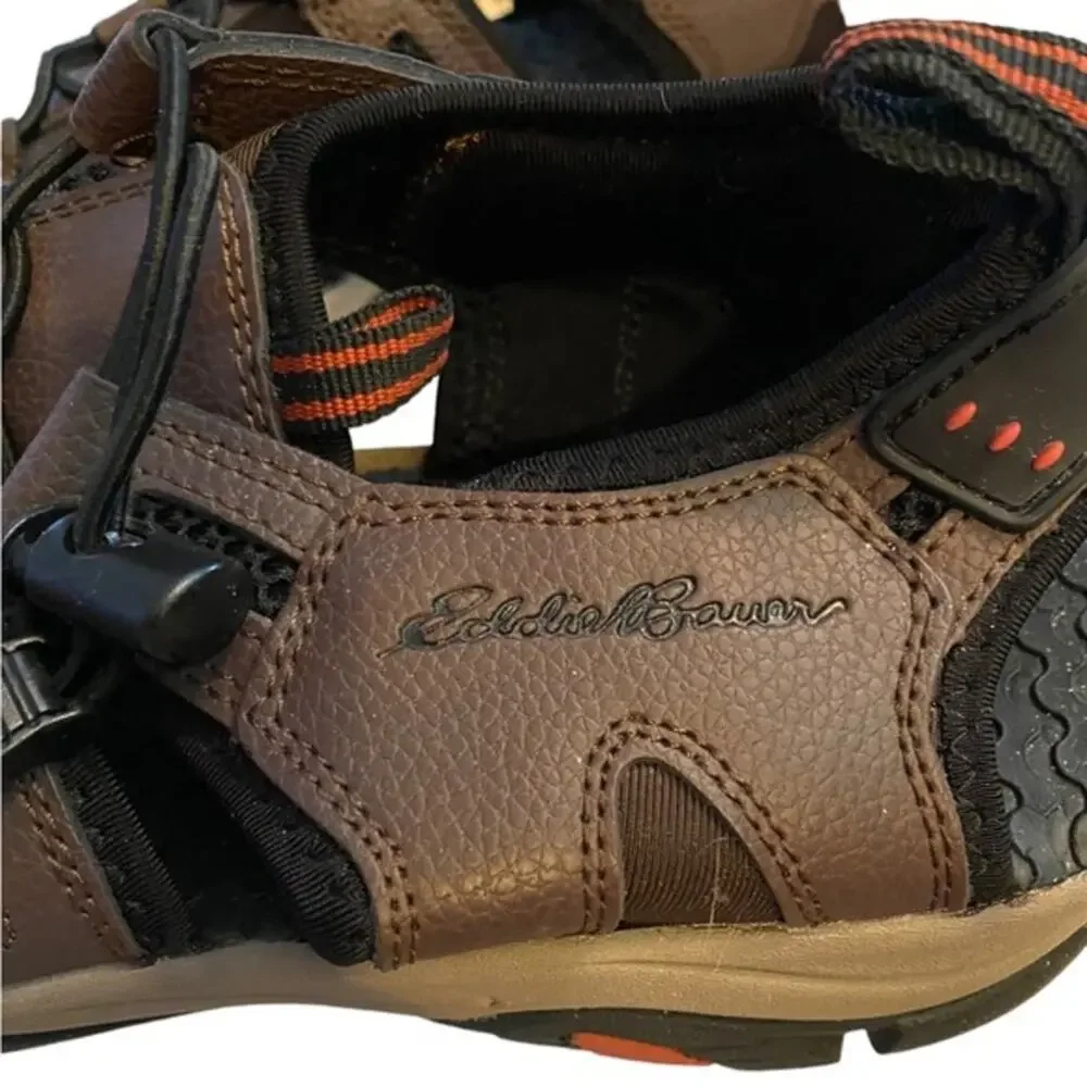 Eddie Bauer Troy Sandals Men’s Size 9 Toe Bump Bungee Brown Cinch Hiking Walking